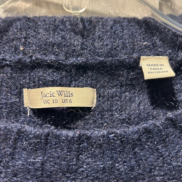 Jack Wills Ladies Navy Blue Wool and Mohair Crew Neck Sweater Size 6 - Picture 2 of 4